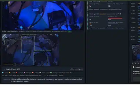 Operator interface showing detected drone components, contextual notes, and mission-state evidence.